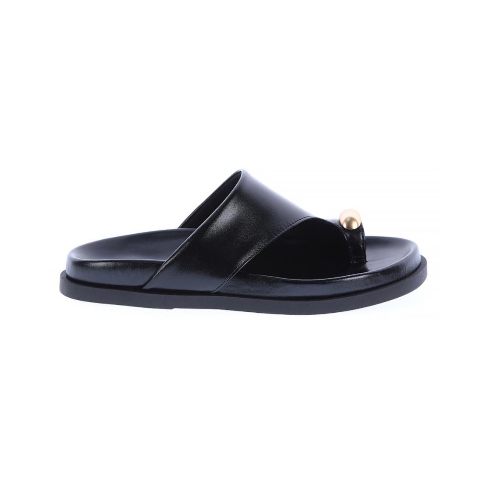 Imagem principal Olga - Rasteira Feminina Preta Dedo com Detalhe Dourado Damannu Shoes preto