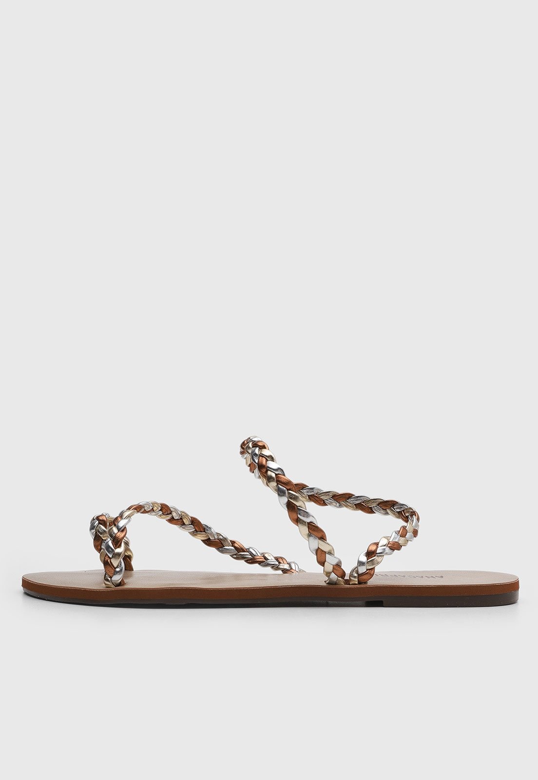 Imagem principal Rasteira Feminina Anacapri Tiras Trançadas Metalizadas Anacapri cobre