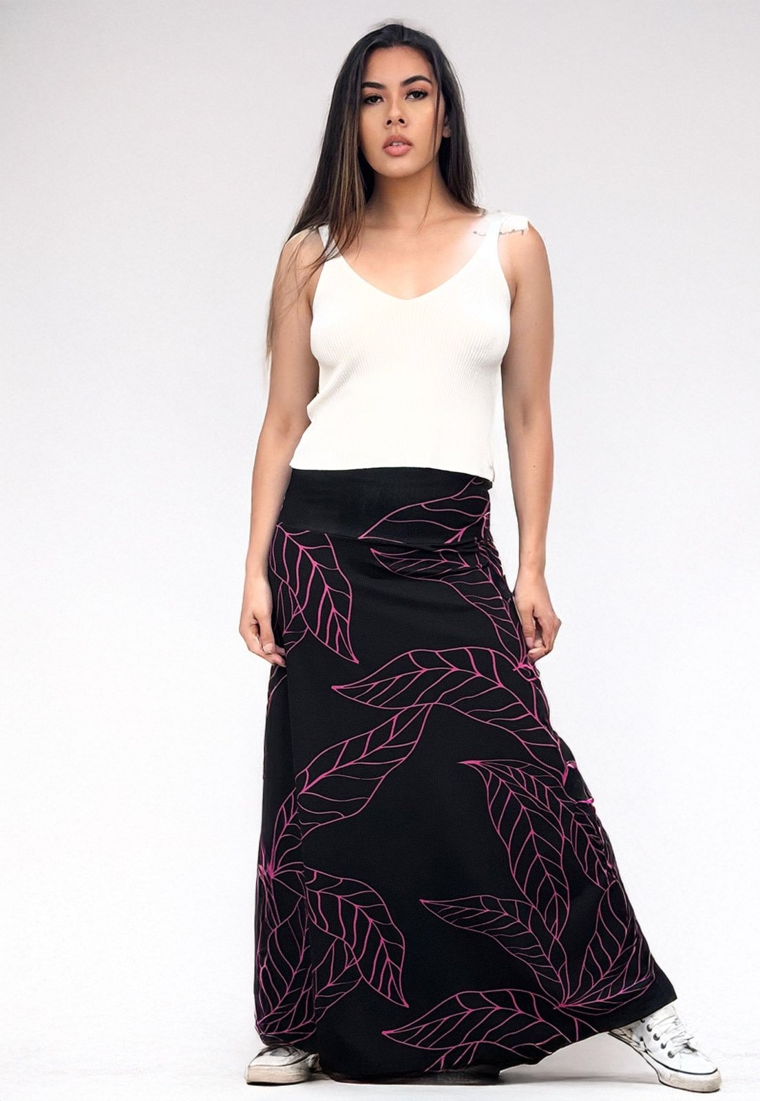 Imagem principal Saia Cabanafree Longa Malha SAZ Estampa Antúrios Cabanafree estampado/lilás/preto