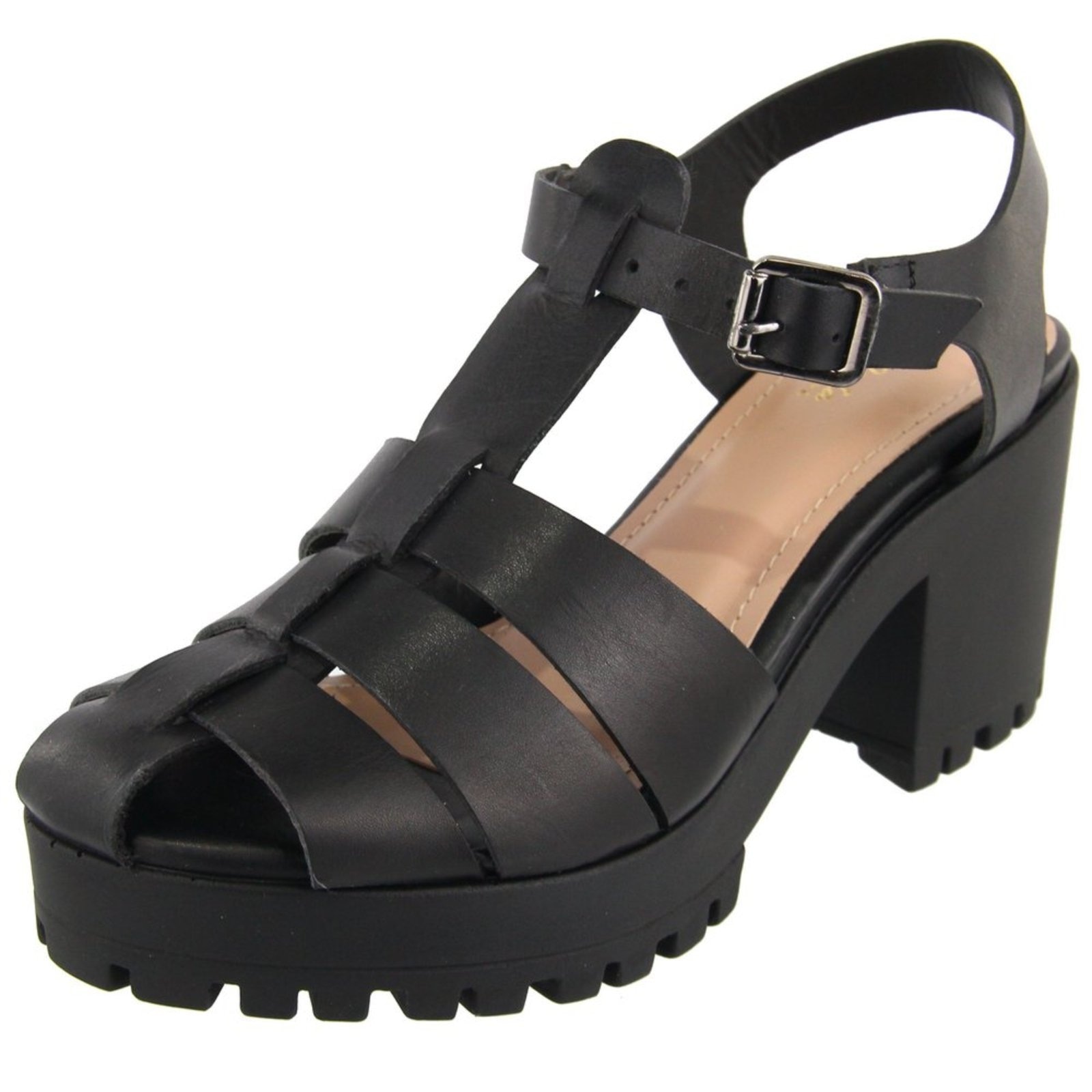 Imagem principal Sandália Feminina Tratorada em Couro Salto Bloco Tiras Maria Paula Preta MARIA PAULA preto