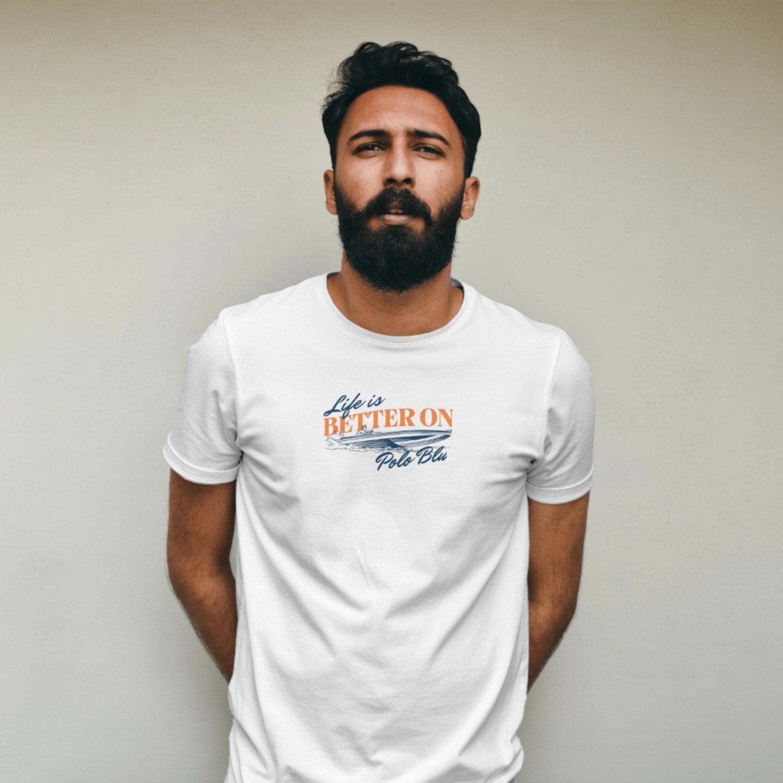 Imagem principal Camisa Camiseta Masculina Life is Better Polo Blu na cor Branca Polo Blu branco blu