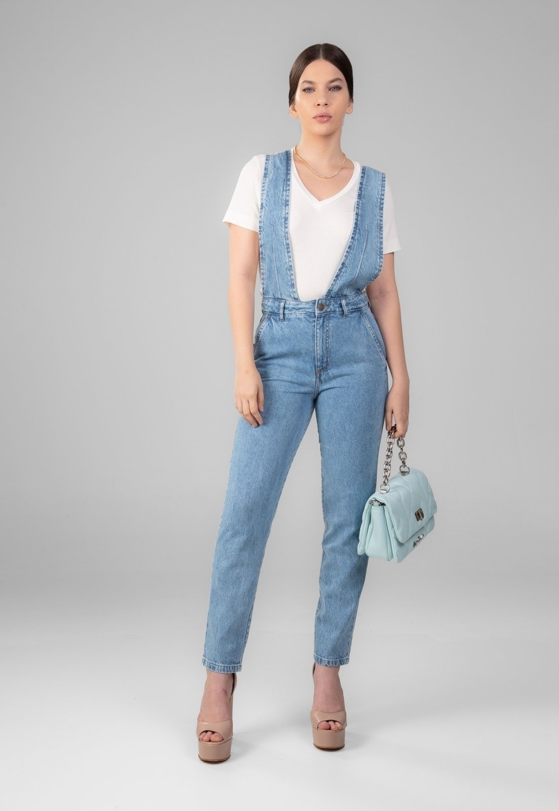 Imagem principal Macacão Traymon Jeans Cintura Alta Claro Traymon azul