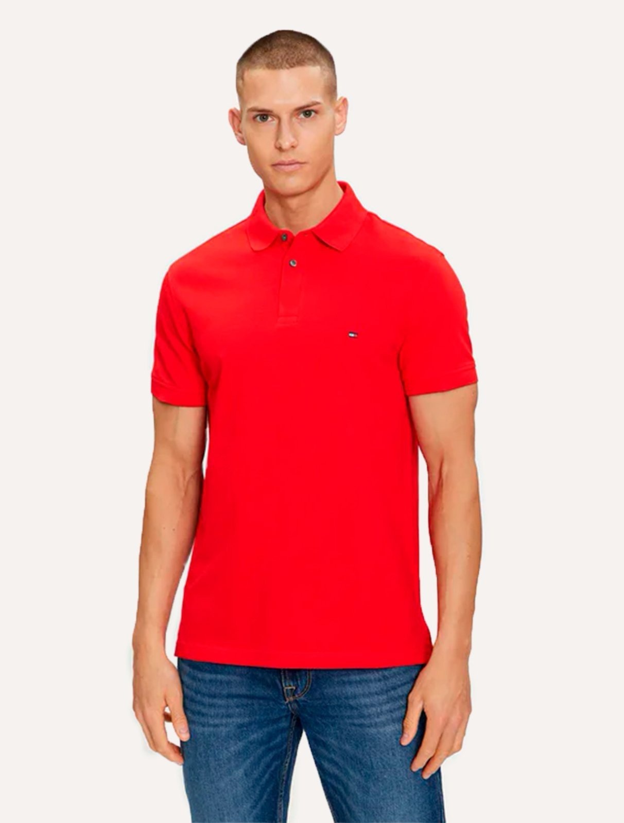 Imagem principal Polo Tommy Hilfiger Masculina Regular Piquet 1985 Escarlate Tommy Hilfiger vermelho