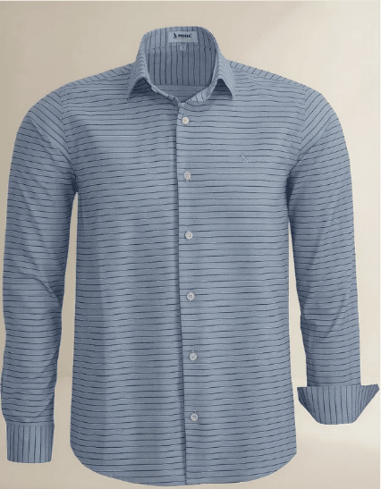 Imagem principal Camisa Social Amil Listrada Andor Algodão Fácil de Passar Macia M/Longa Luxo Chumbo Amil cinza