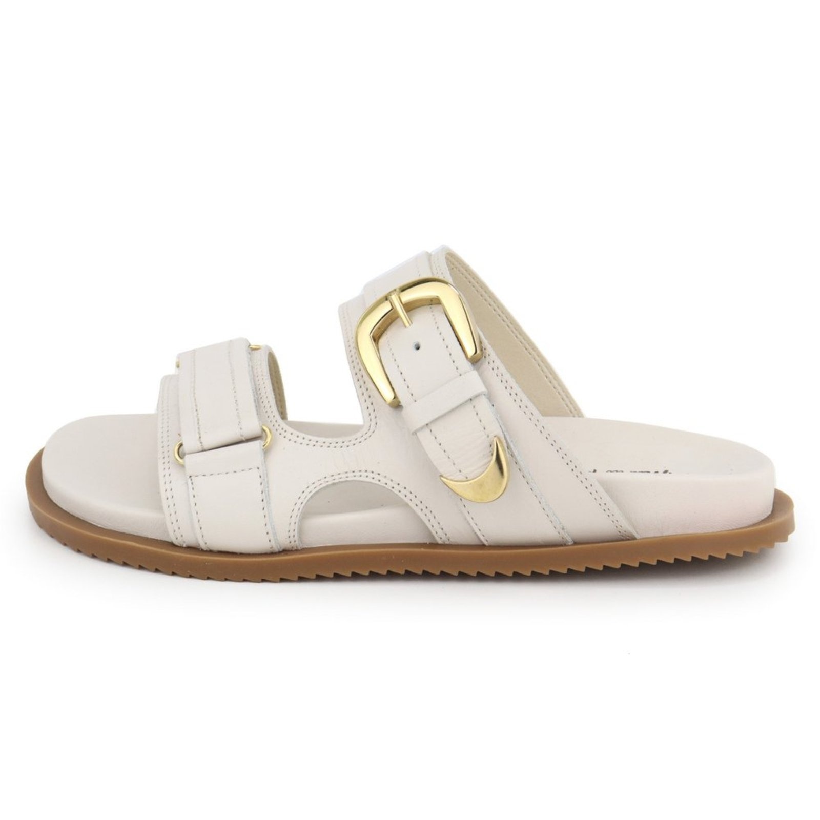 Imagem principal Sandália Papete Flatform Fivelas Acolchoada Feminina Tratorada em Couro Maria Paula Off White MARIA PAULA off-white white