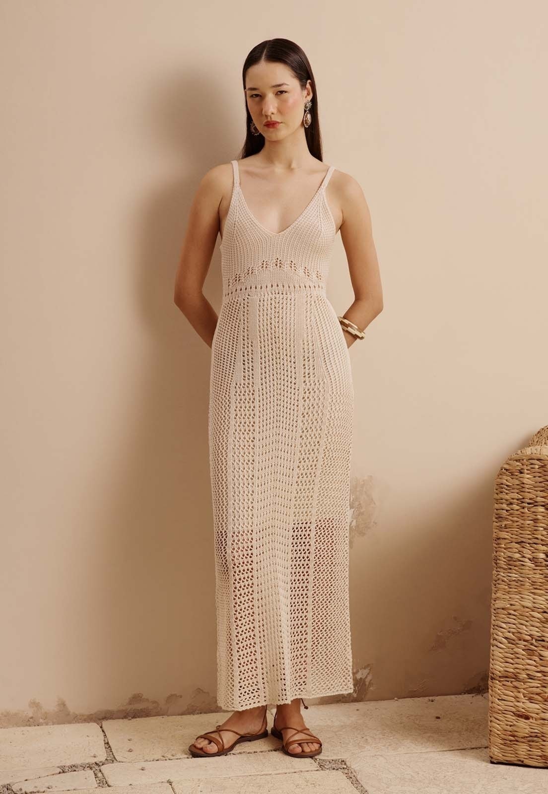 Imagem principal Vestido Tricot Rendado CaCay branco