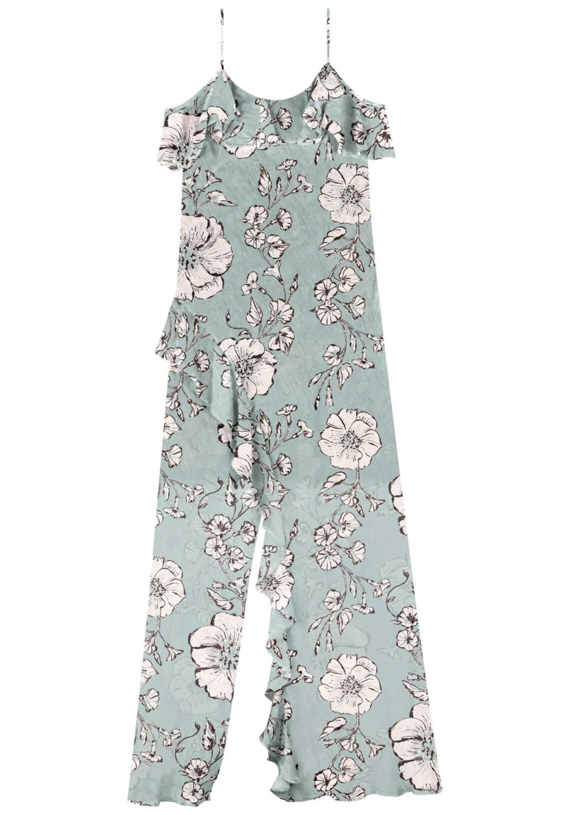 Imagem principal Vestido Longo De Alças Com Babados E Transparência Lez a Lez cinza