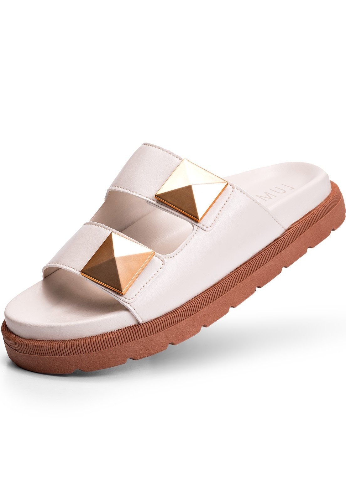 Imagem principal Papete Feminina Lumiss Chinelo Casual Confortável Spike Pirâmide Off White LUMISS off-white white