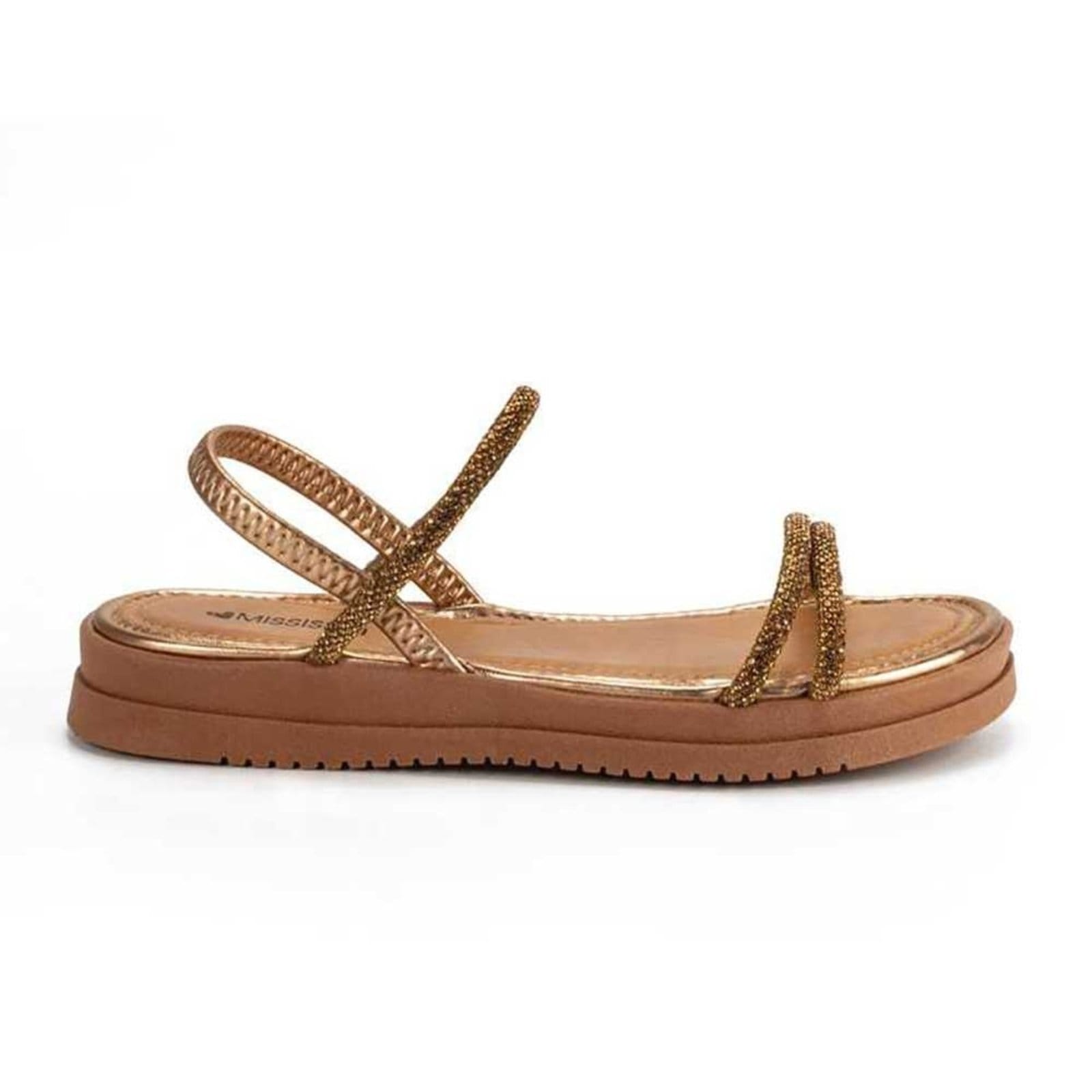 Sandália Feminina Mississipi Flatform Tiras Brilhantes