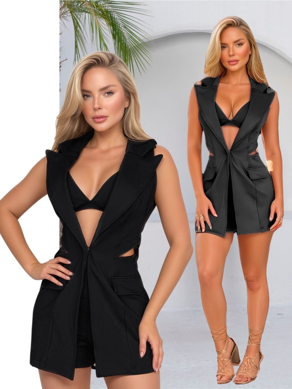 Imagem principal Macacão Curto Feminino Blazer com Top DIVINA GATA preto