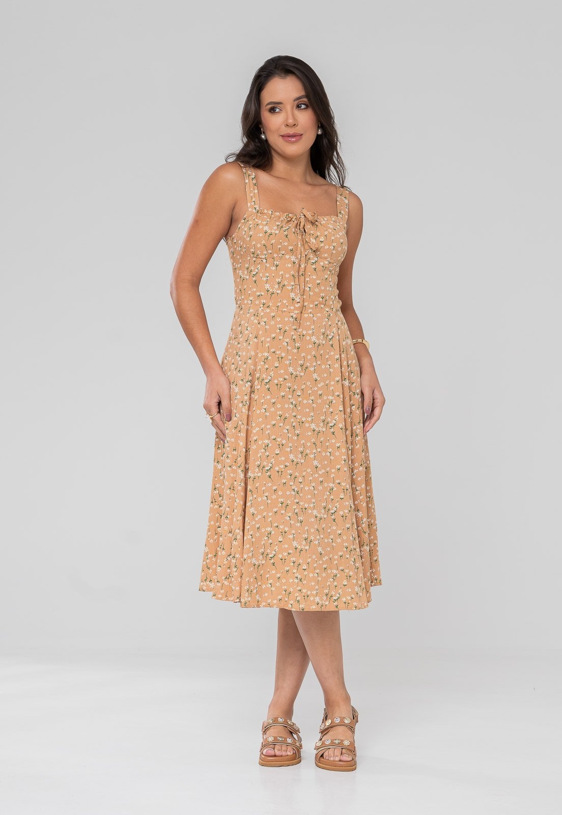 Imagem principal Vestido Aura Carlota Alças Floral Aura bege