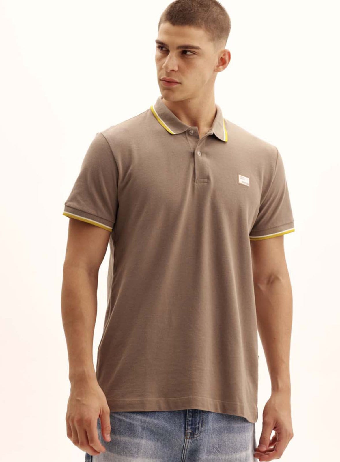 Polo Masculina New Manga Curta Triton Cinza