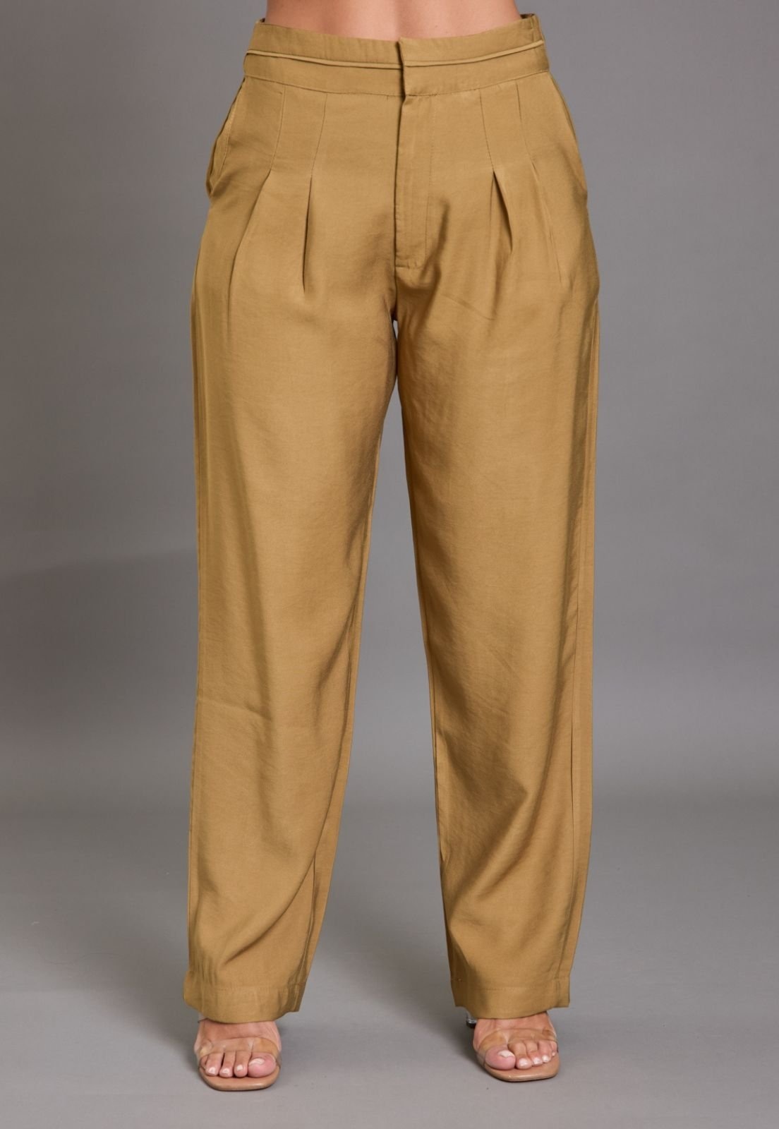 Imagem principal Calça Pantalona Feminina com Pregas em Viscose DIALOGO verde/verde militar/verde oliva verde