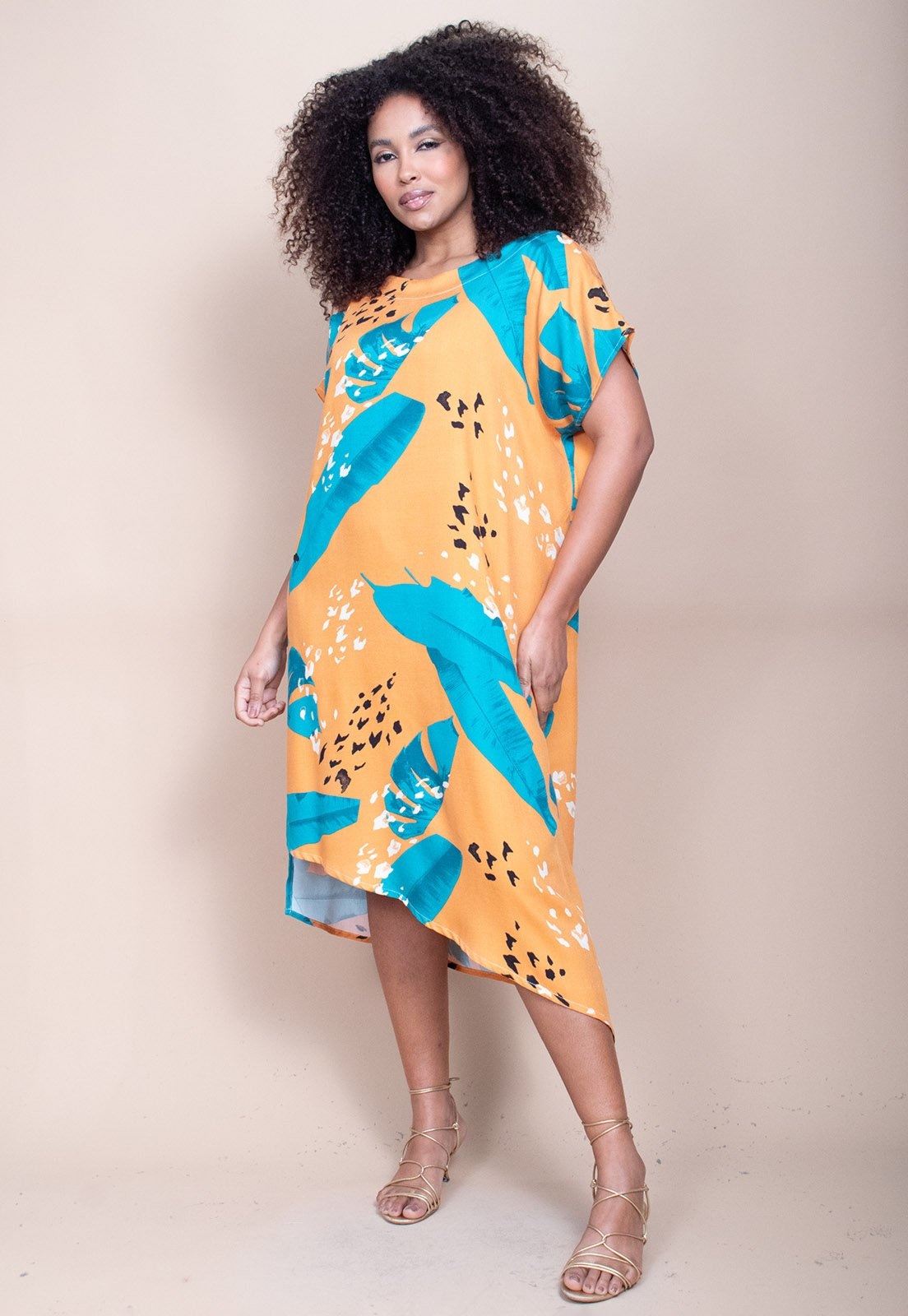 Imagem principal Vestido Cabanafree Midi Plano Estampa Aurora Botânica Cabanafree azul/estampado