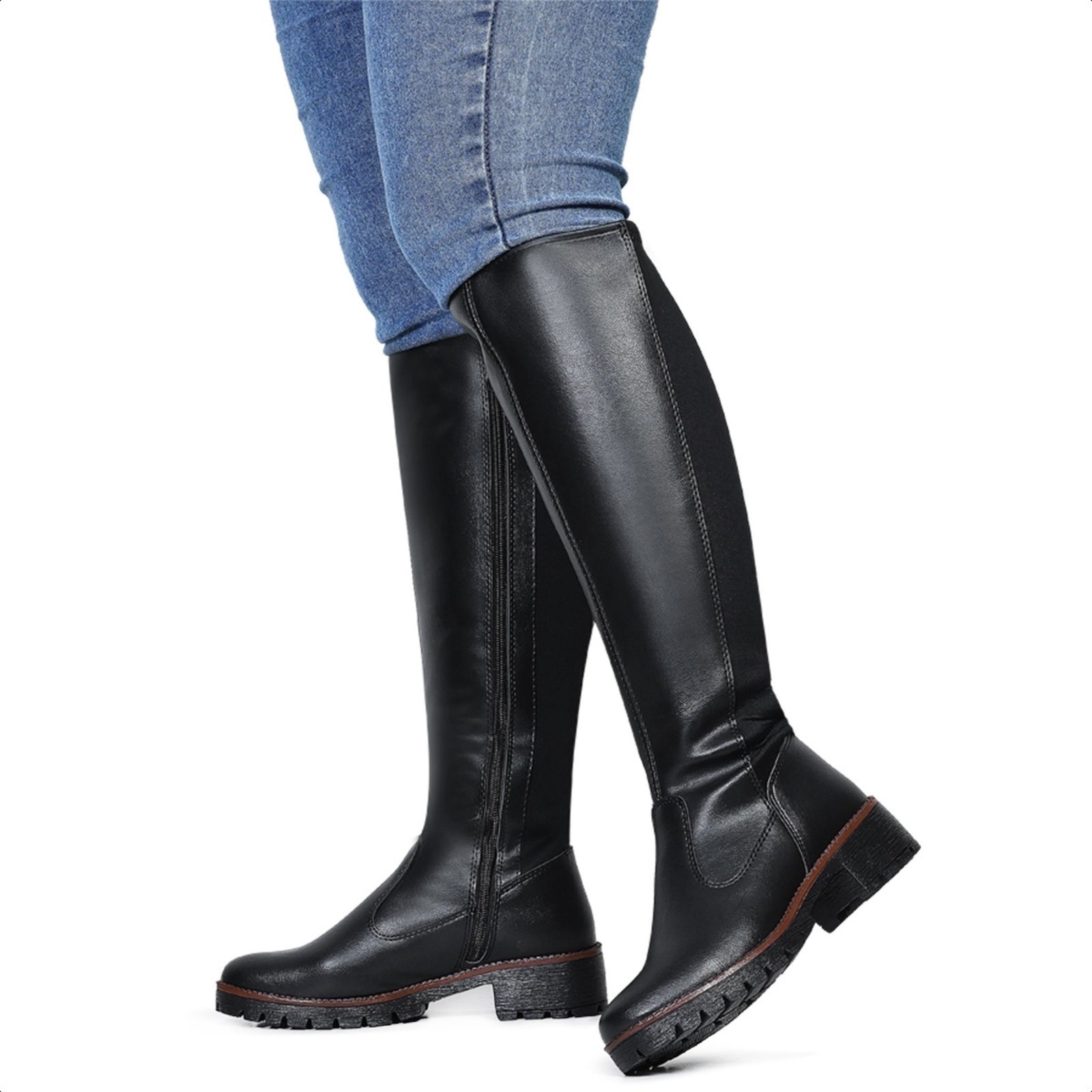 Imagem principal Bota Feminina Cano Alto Over Montaria Preta Yes Basic preto