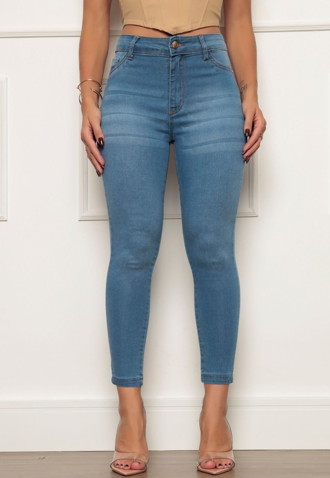 Imagem principal Calça Jeans Feminina SK JEANS Skinny Lavagem Clara TEX JEANS azul