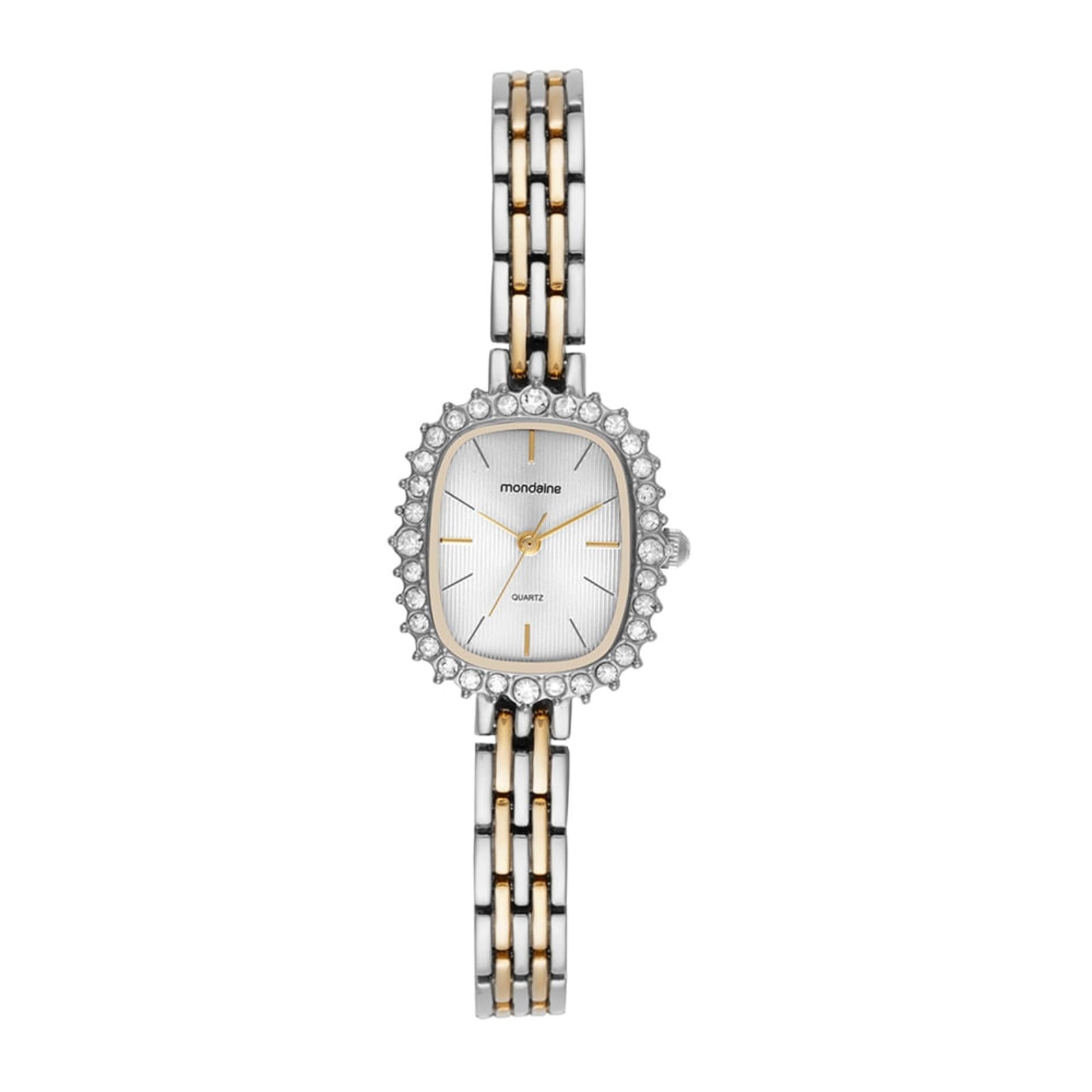 Imagem principal Relógio Feminino Quadrado Cristais e Dourado Mondaine prata