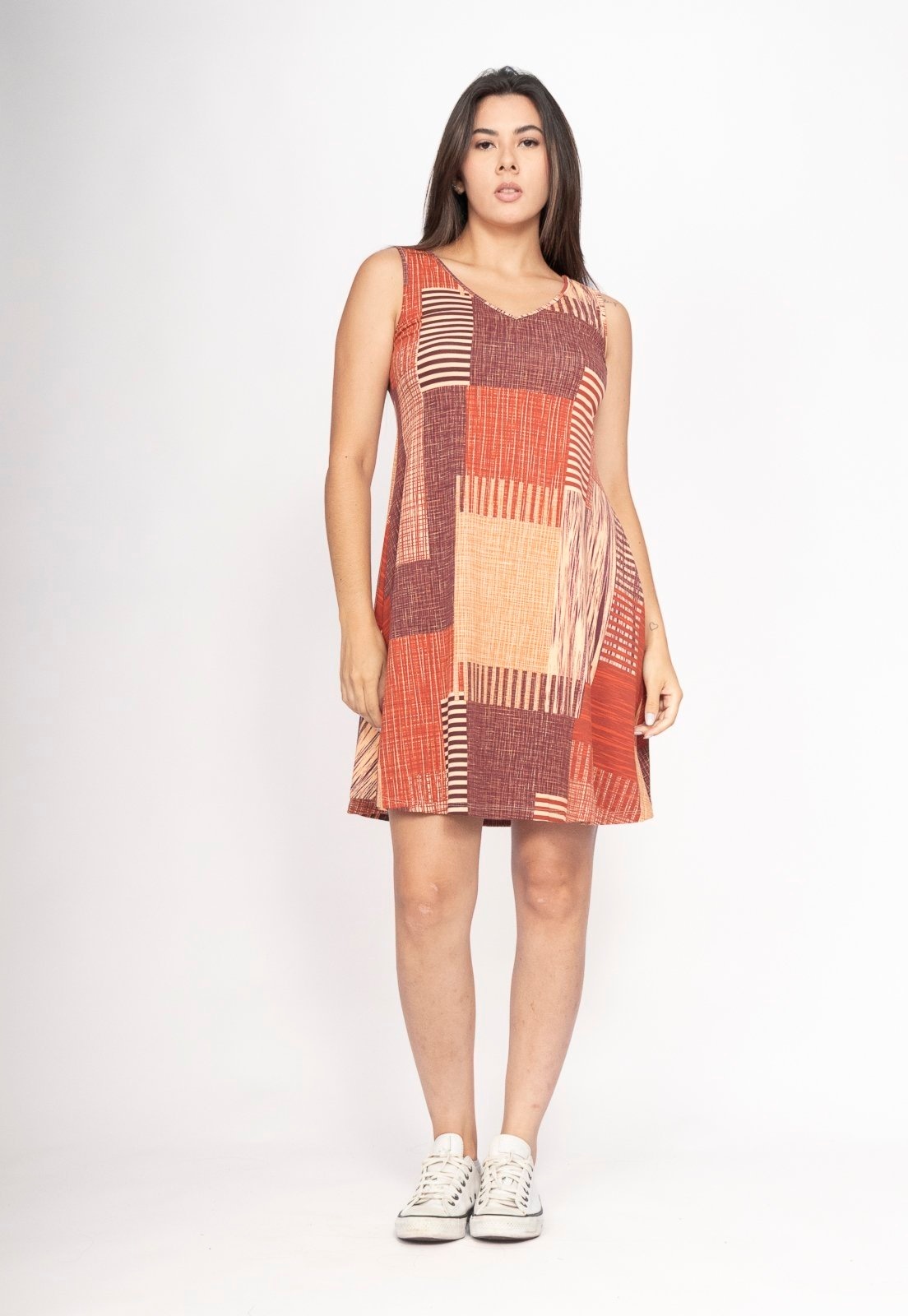 Imagem principal Vestido Amazonia Vital Amana Curto Regata Malha Tramas do Sol Amazonia Vital estampado