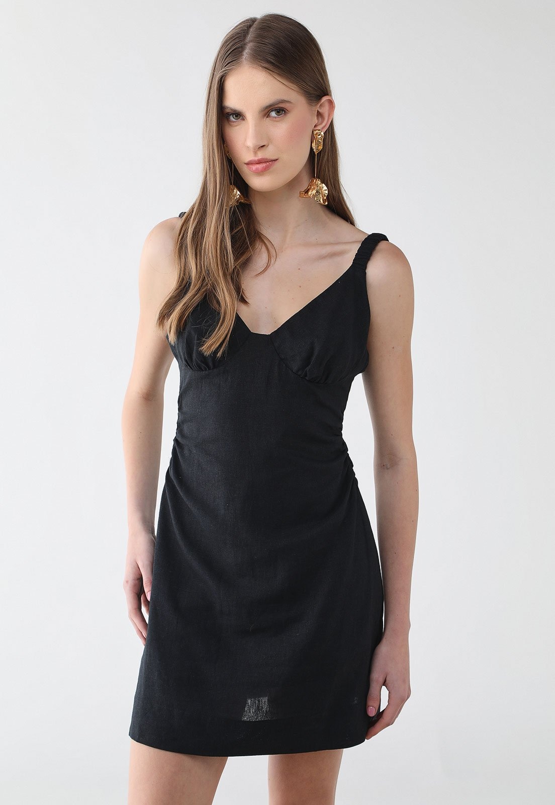 Imagem principal Vestido Feminino FARM Decote V Alças Largas FARM preto