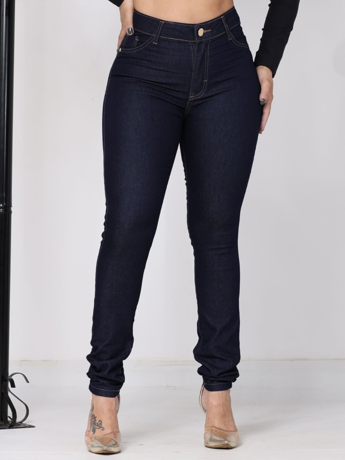 Imagem principal Calça Donna De Paula Skinny Jeans Escuro Feminina Cintura Alta Com Elastano Donna de Paula azul