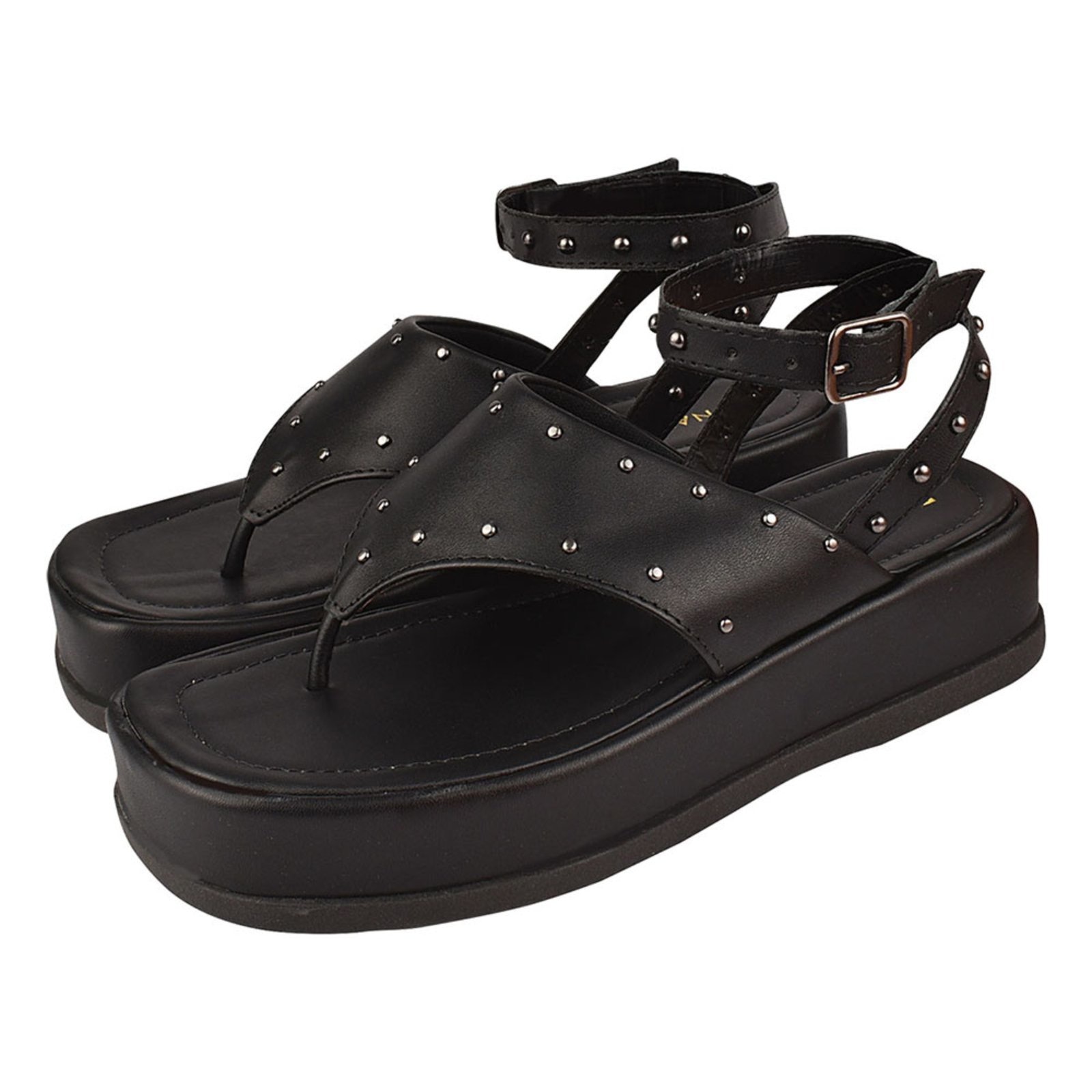 Imagem principal Sandália Chinelo Plataforma Feminina CM Calçados Santorine Confort Hotfix Monte Shoes preto