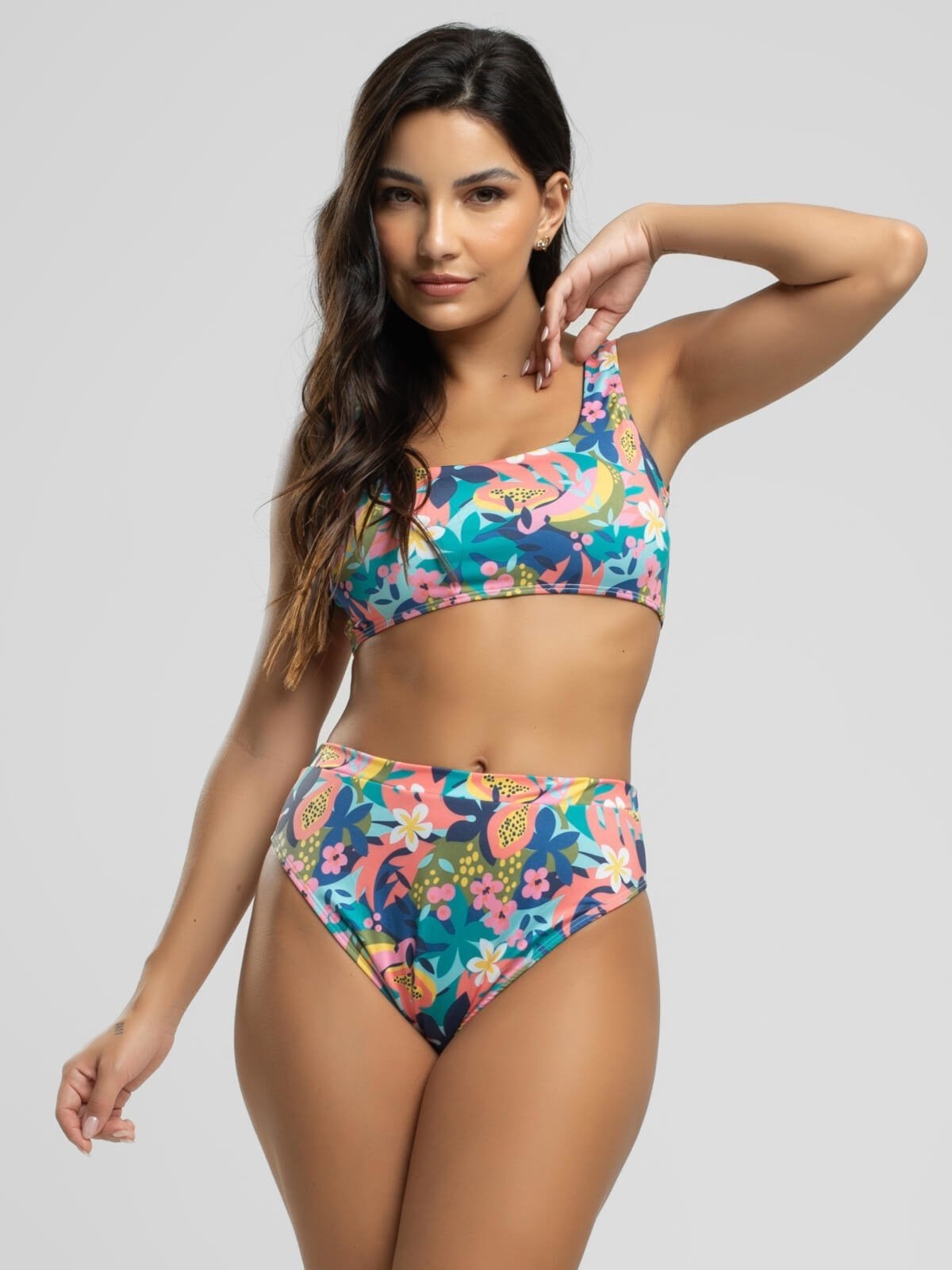 Imagem principal Biquini Regata Calcinha Hot Pants Proteção Uv 50+ Vicbela Flor Vicbela estampado/multicolorido