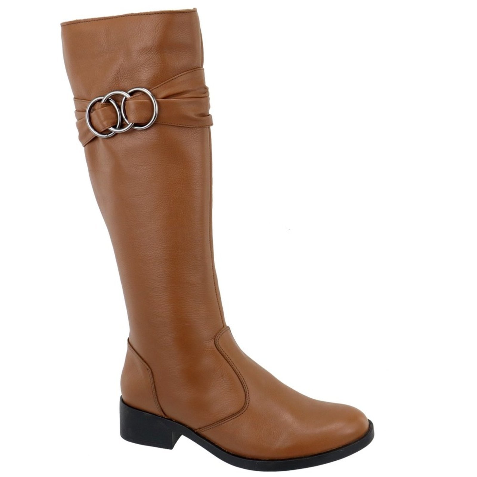 Imagem principal Bota Montaria em Couro Feminina Cano Longo Conhaque TELLINI STORE caramelo