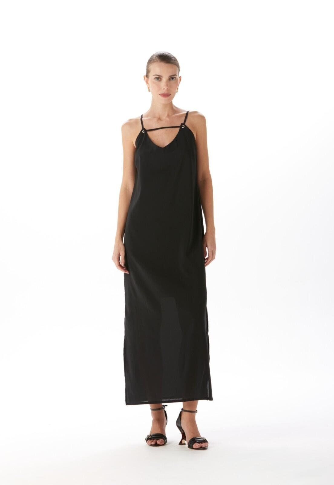 Imagem principal Vestido Midi Com Fendas Traymon Traymon preto