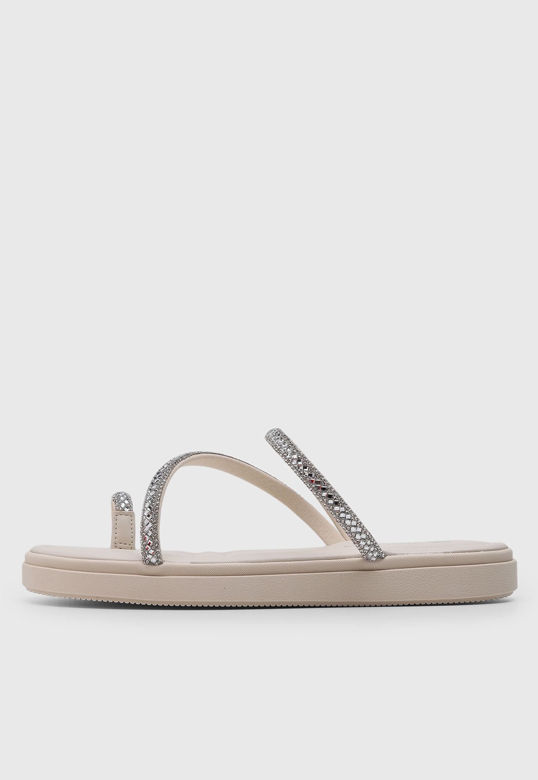 Imagem principal Rasteira Feminina VIA UNO Tiras com Pedrarias Branca VIA UNO branco