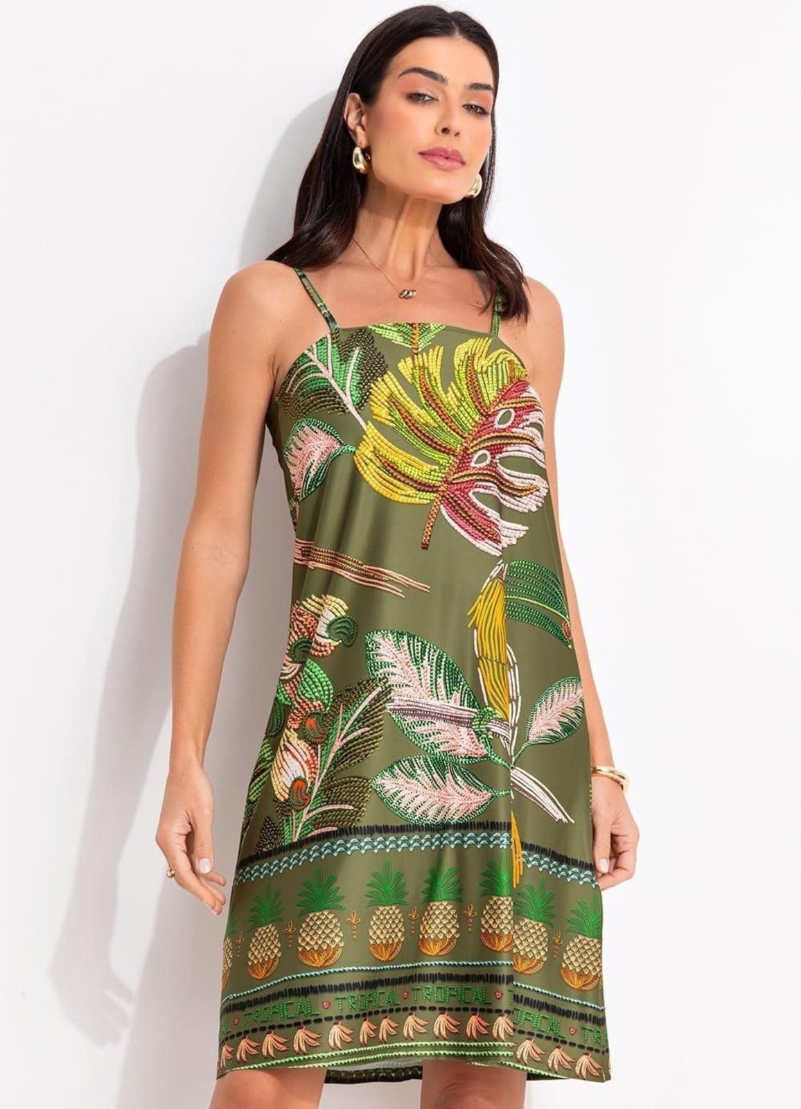 Vestido Em Malha Fria Barrado