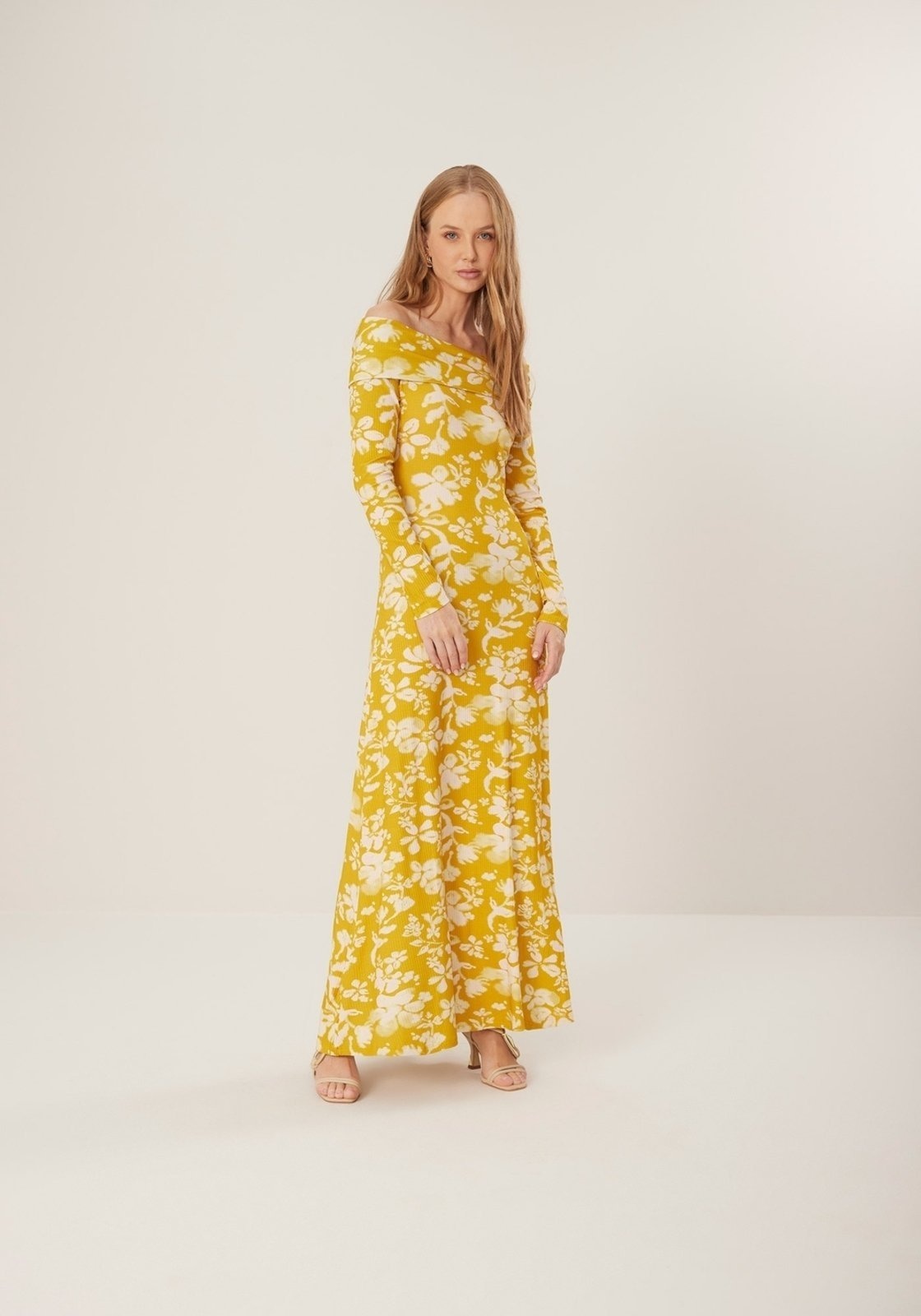 Imagem principal Vestido Lez a Lez Longo Ombro A Ombro Estampado Em Malha Canelada Lez a Lez verde