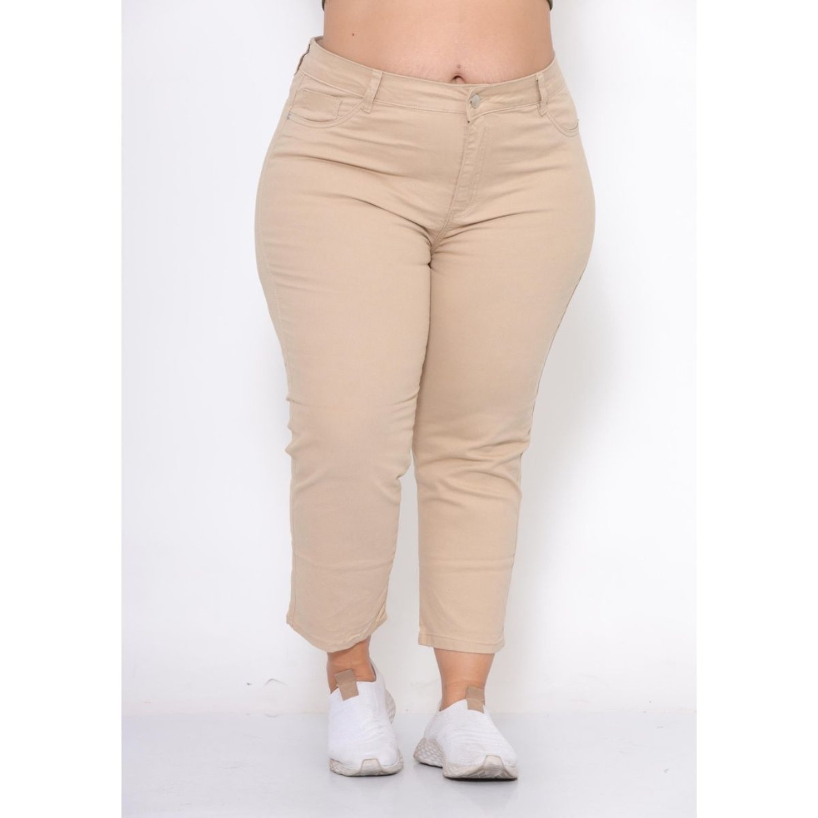 Imagem principal Calça Capri Creme Sarja Feminina Alleppo Jeans bege/cáqui