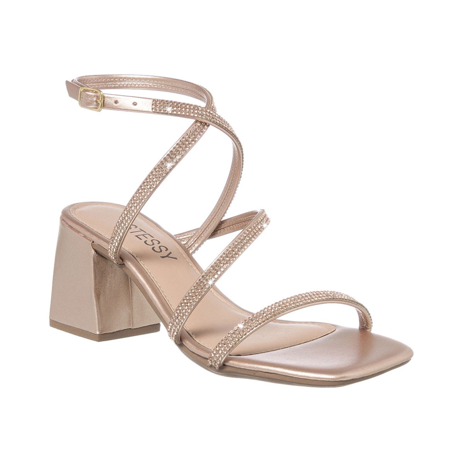 Imagem principal Sandália Feminina Stessy Elegante Festa Brilho Luxo Salto Grosso Stessy Shoes preto