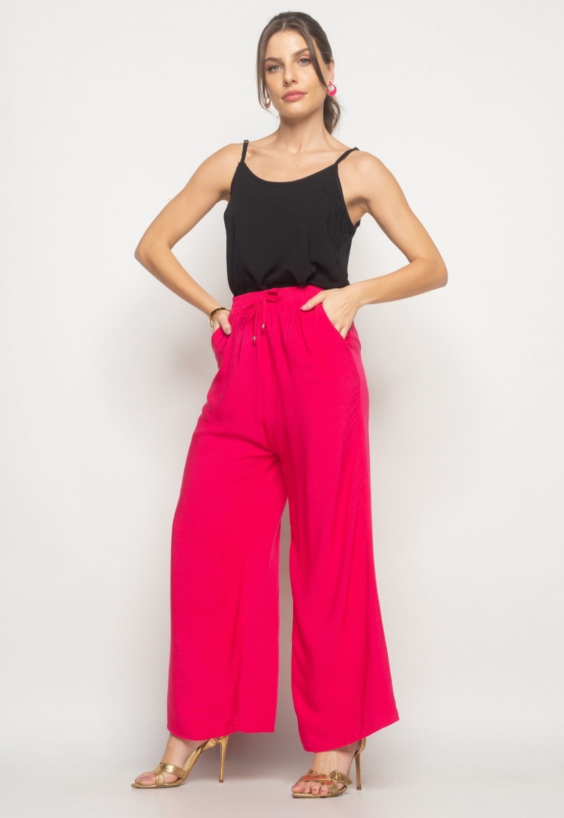 Imagem principal Calça Wide Leg Viscolinho Com Bolso Salvatore Fashion Salvatore Fashion rosa