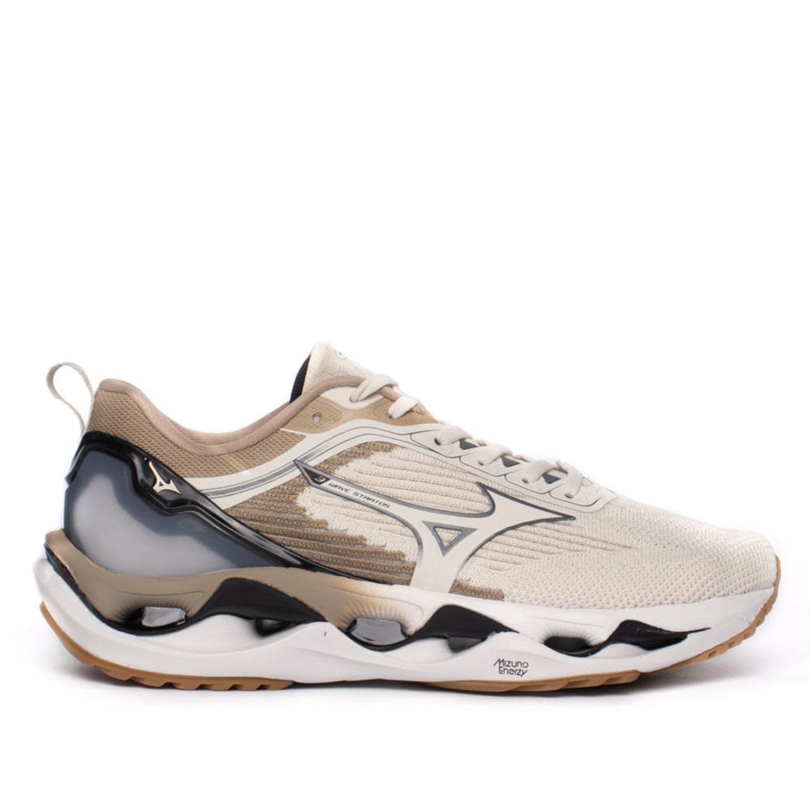 Imagem principal Tênis Masculino Mizuno Wave Stratos 3 Branco/Preto Mizuno bege