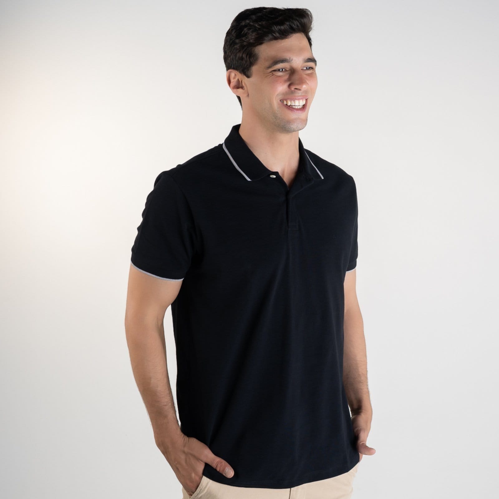 Camisa Polo Aramis Frisos Preta