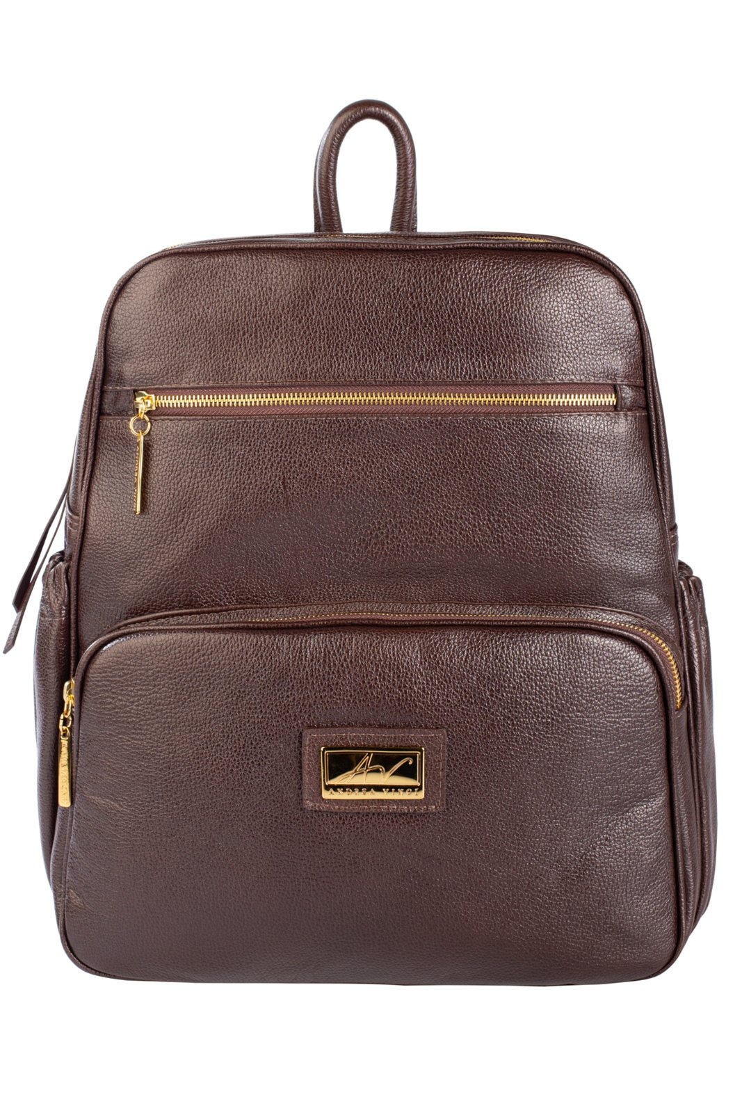 Imagem principal Mochila grande de couro liso Zooey - Café Andrea Vinci verde militar