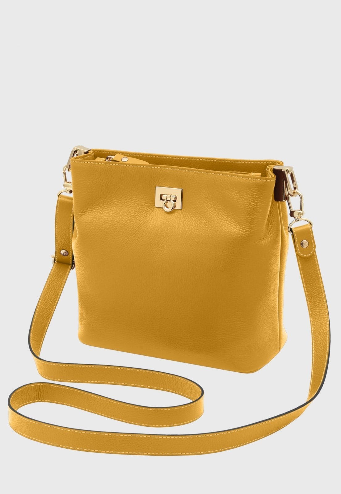 Bolsa Transversal Couro Mariart Juá Açafrão