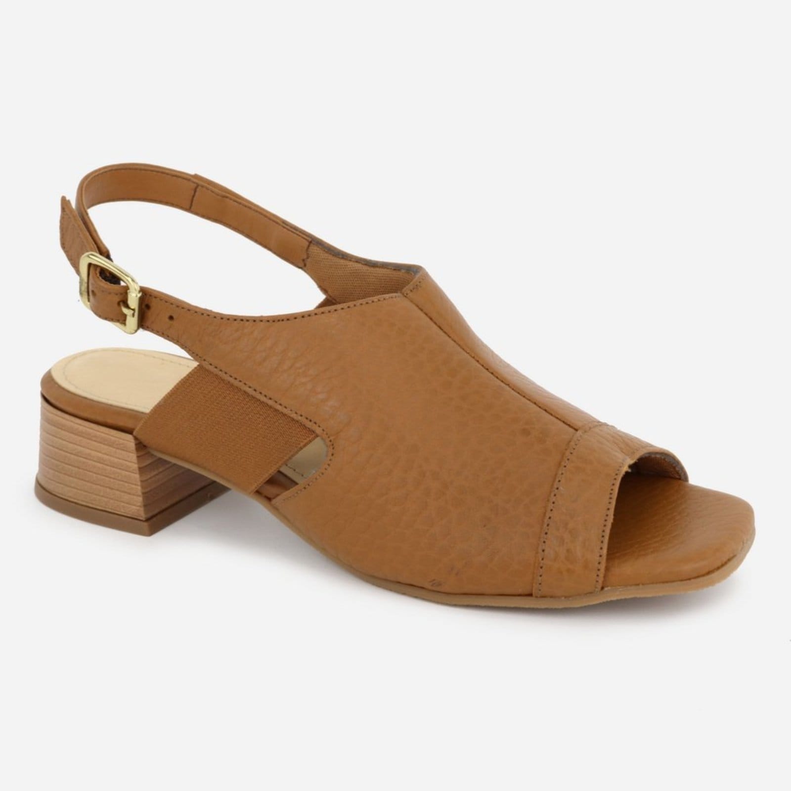 Sandália Salto Baixo Couro Maria Paula Fivela Salto Grosso