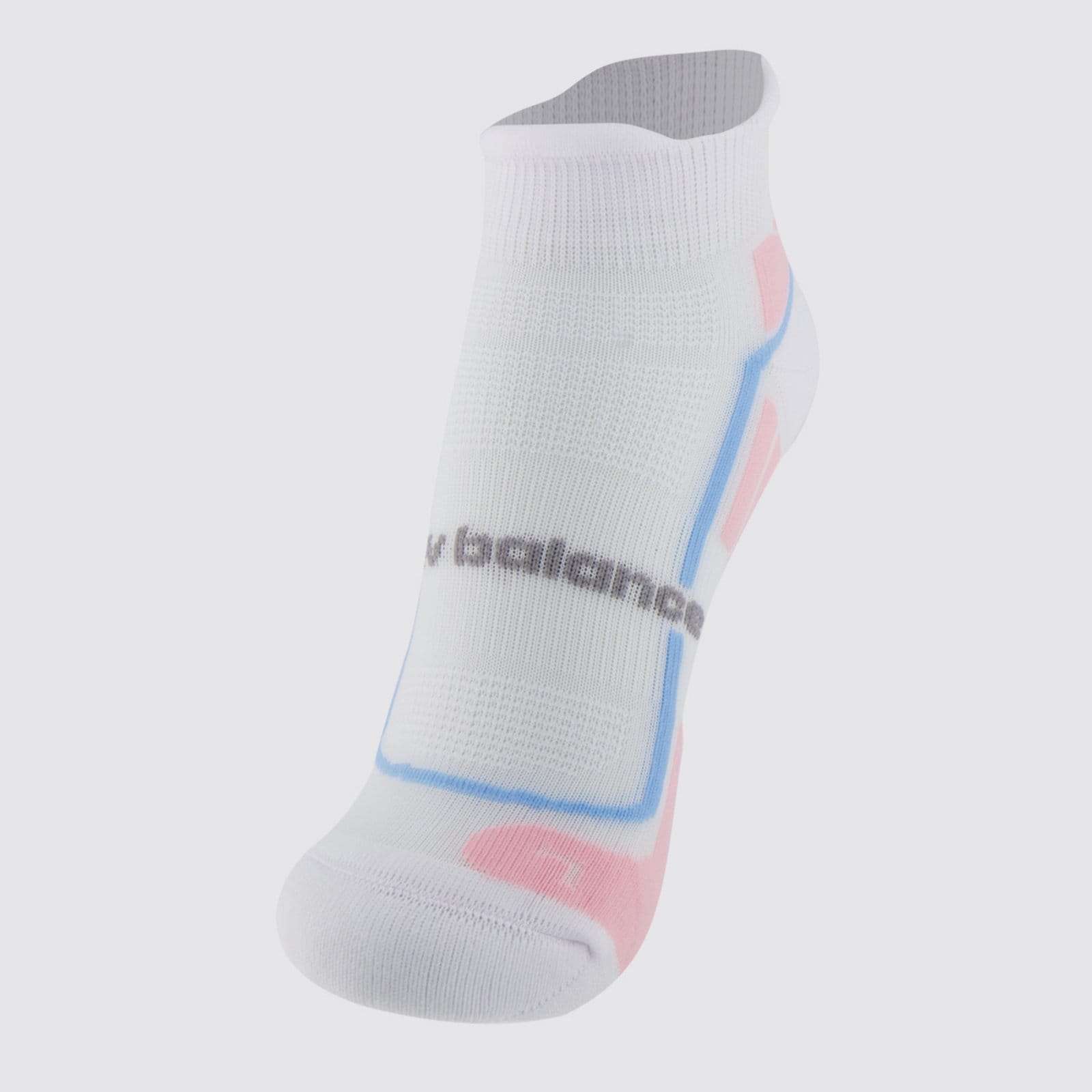 Meia New Balance Cano Invisível Performance Feminina Branca e Rosa