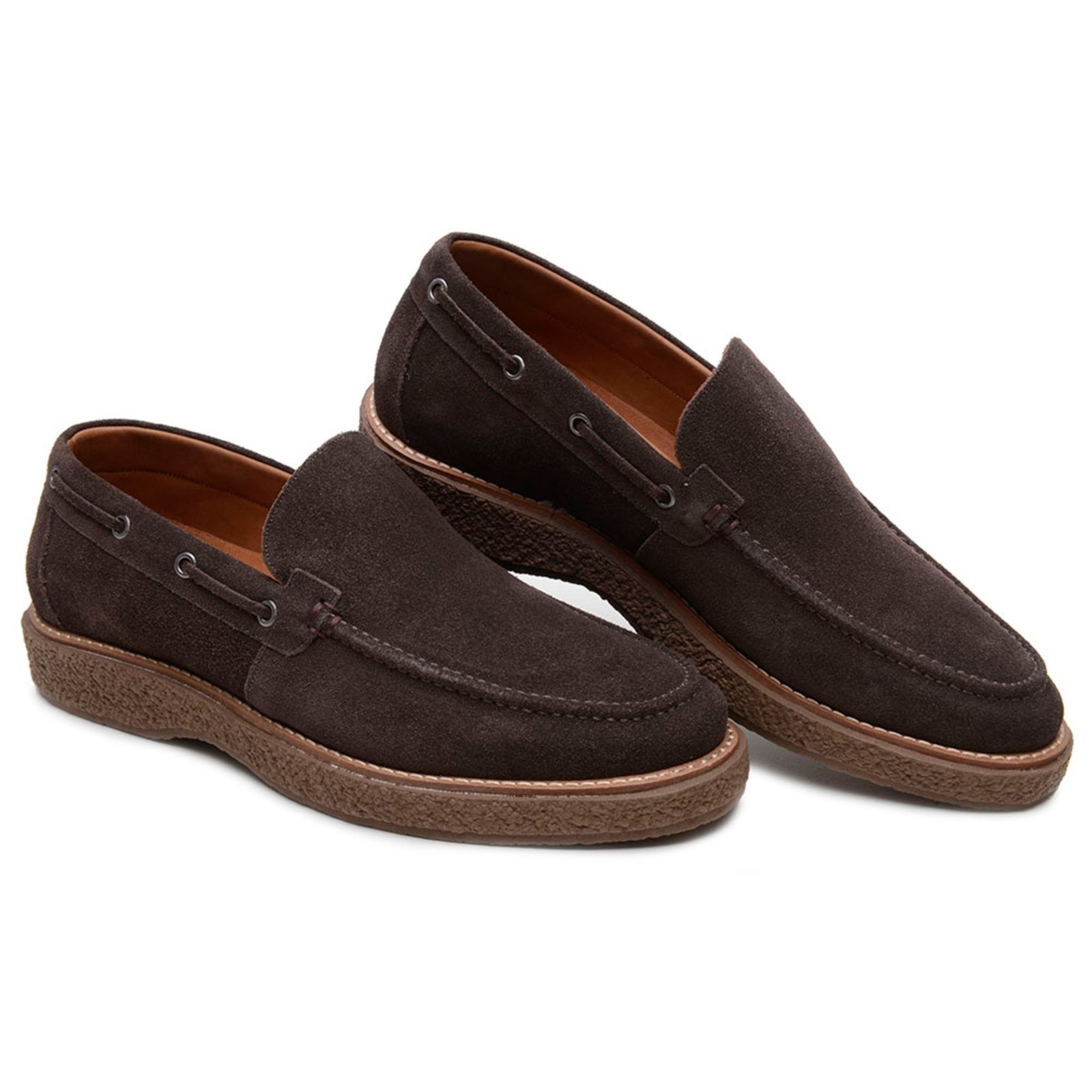 Imagem principal Sapato Casual Masculino Anna Andrade Slip On Dockside Em Couro Sofisticado Camurça Conforto Anna Andrade café