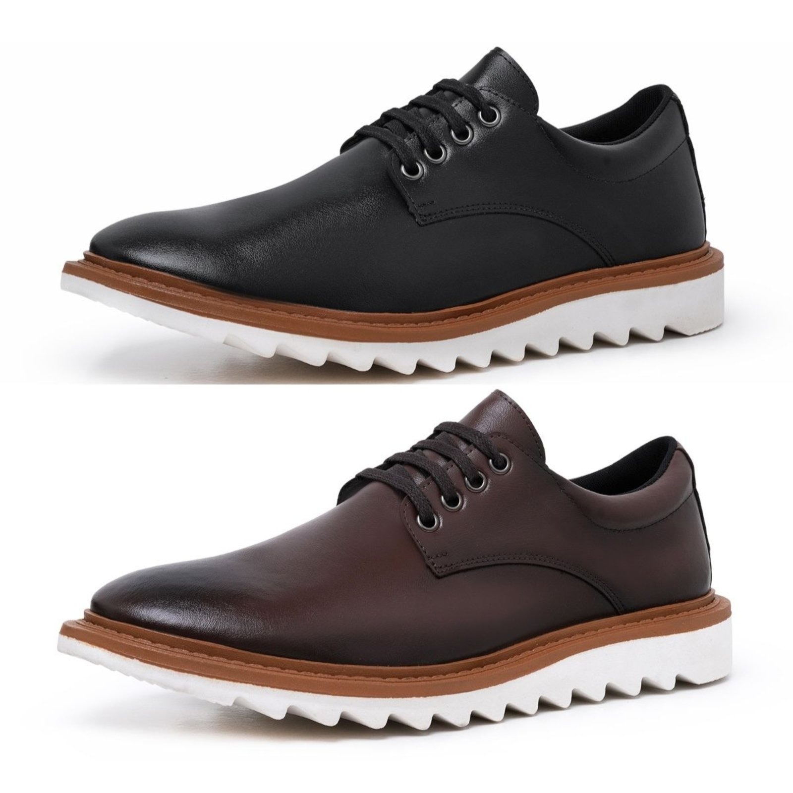 Imagem principal Kit 2 Sapato Social Derby Masculino Casual Solado Tratorado com Cadarço e Yes Basic marrom/preto