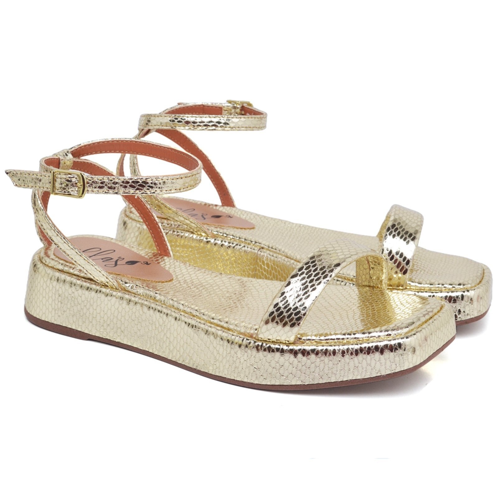 Imagem principal Sandália Flat Feminino Cristal Ouro Light Ella's ZAFREM dourado