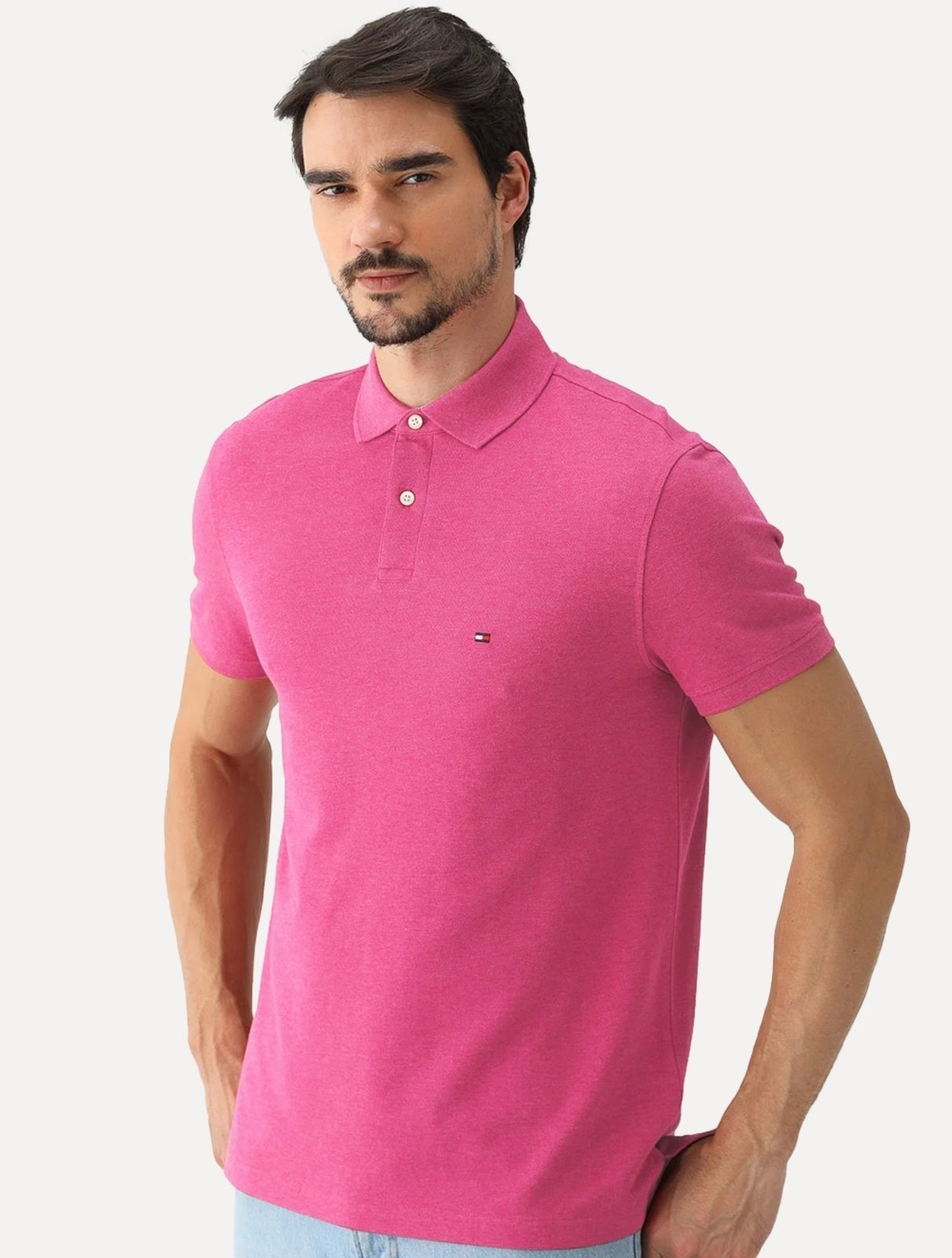 Imagem principal Polo Tommy Hilfiger Masculina Regular Piquet 1985 Pink Tommy Hilfiger rosa pink