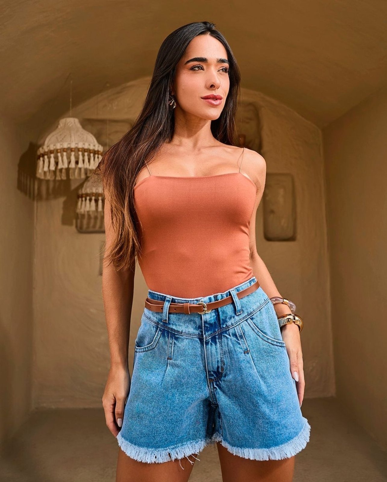 Imagem principal Shorts Mom Feminino com Cinto P.U 24408 Sky Médio Consciência jeans