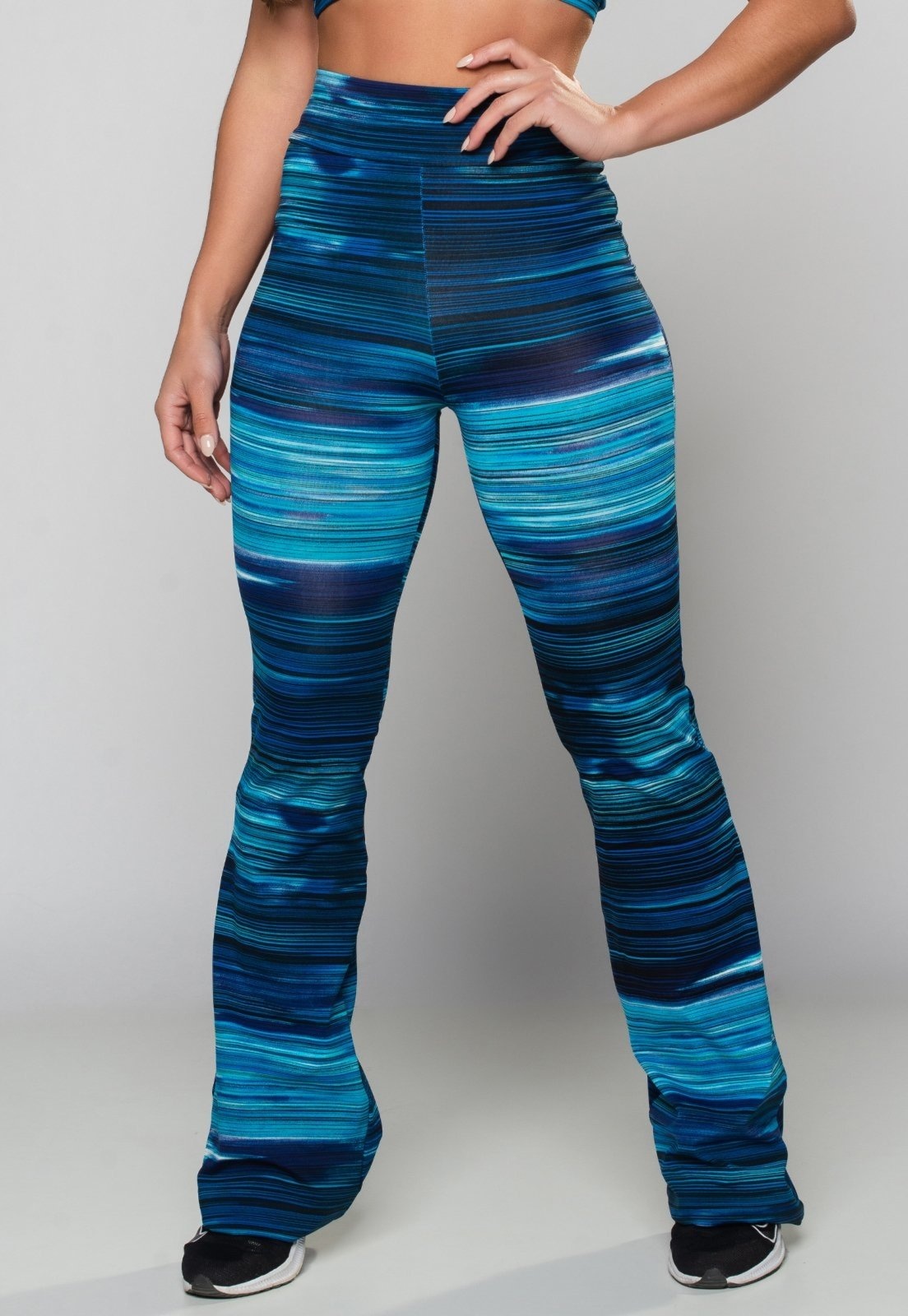 Imagem principal Calça MVB Modas Feminina Flare Pantalona Suplex Nuance Mvb Modas azul/branco/multicolorido