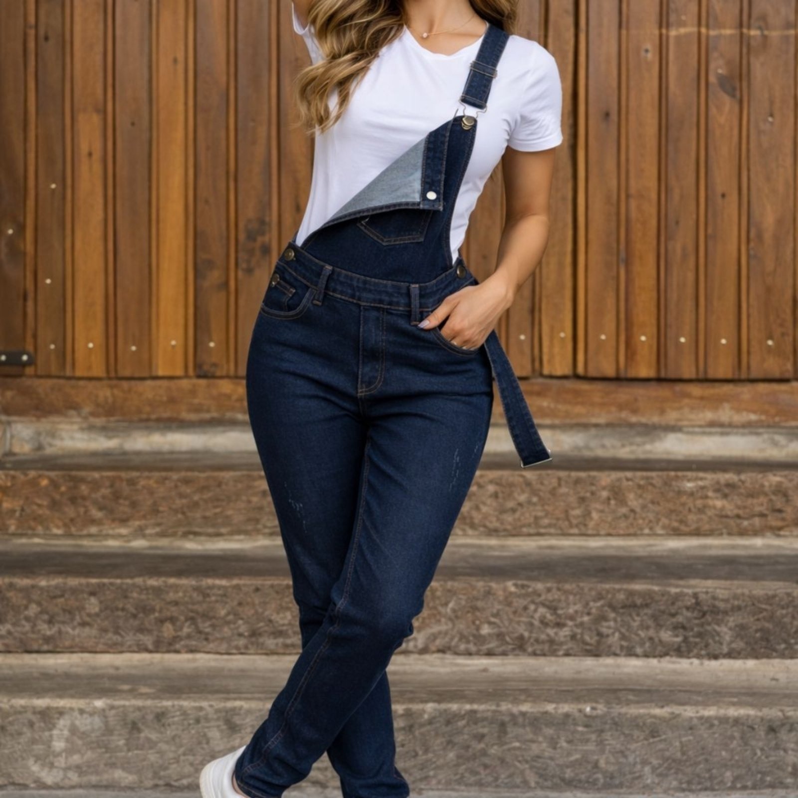 Imagem principal Macacão Jadineira Feminino Loka Lorena Jeans Loka azul/azul marinho/jeans