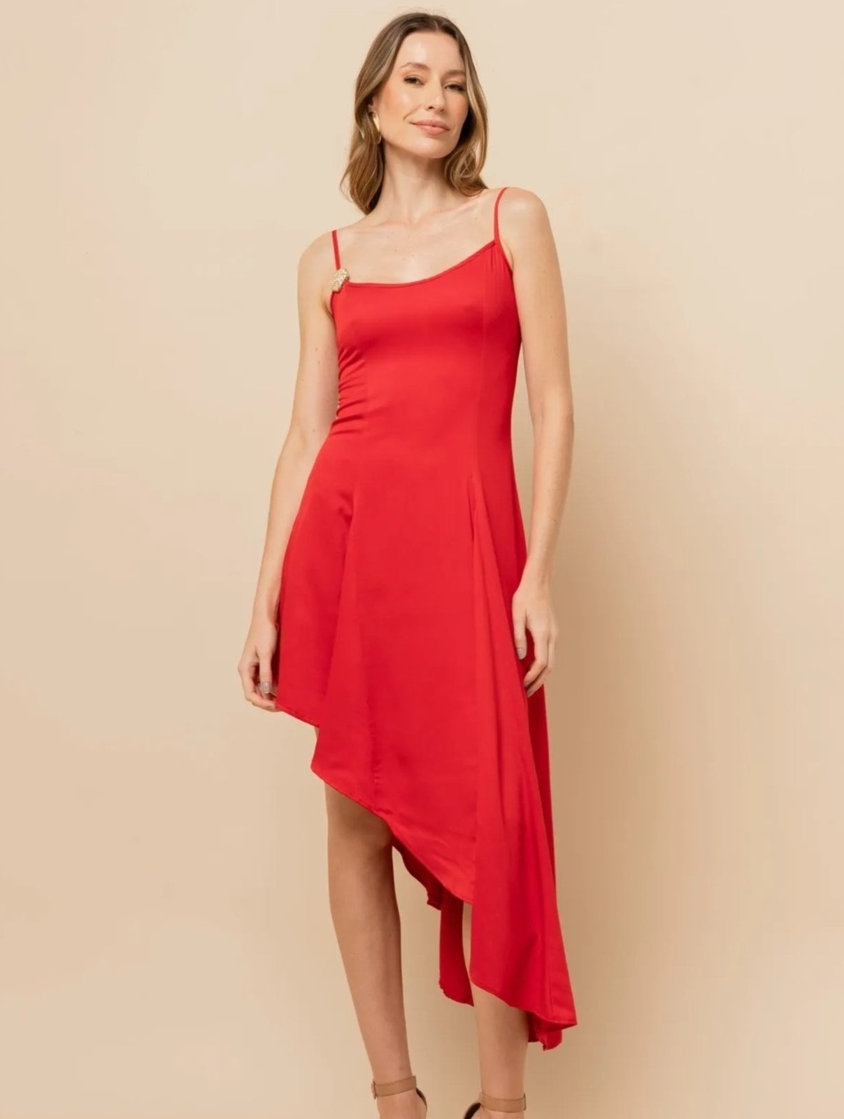 Imagem principal Vestido Isis Midi Corte Diagonal Elegante VIC BRAND vermelho