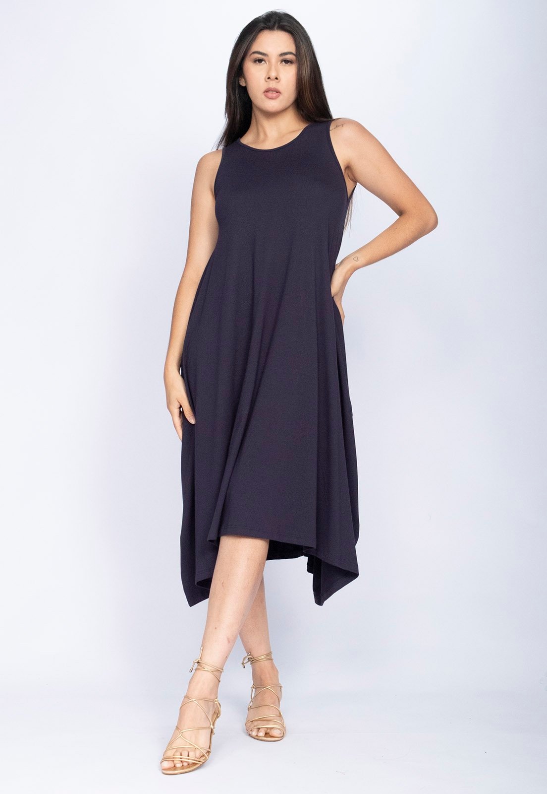 Imagem principal Vestido Amazonia Vital Saruel Regata Malha Azul Marinho Amazonia Vital preto azul