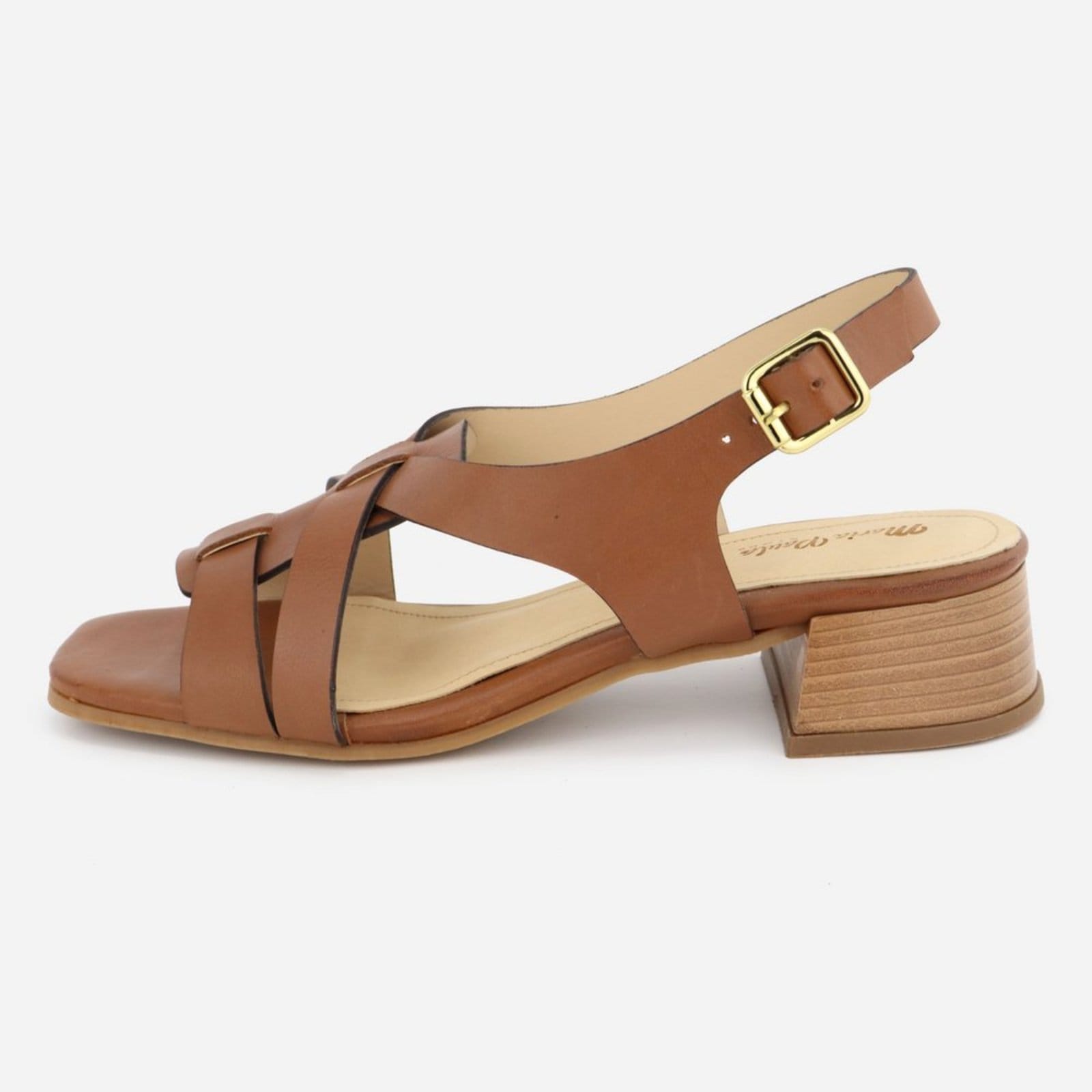 Sandália Grosso Santo Maria Paula Couro Baixo Salto Feminina